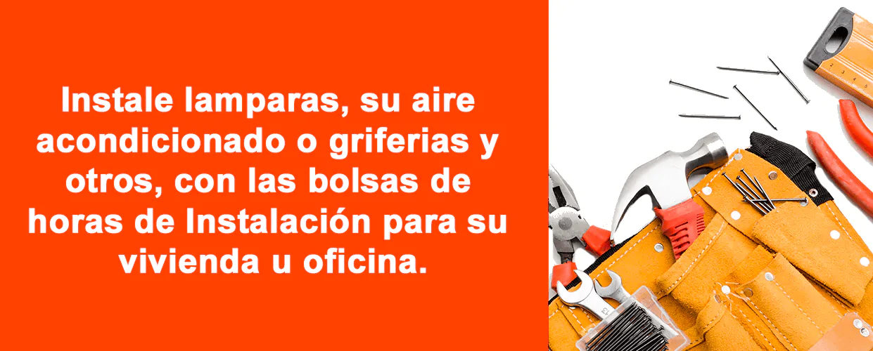 imagen de herramientas de instalaciones y texto ofreciendo horas de instaladores